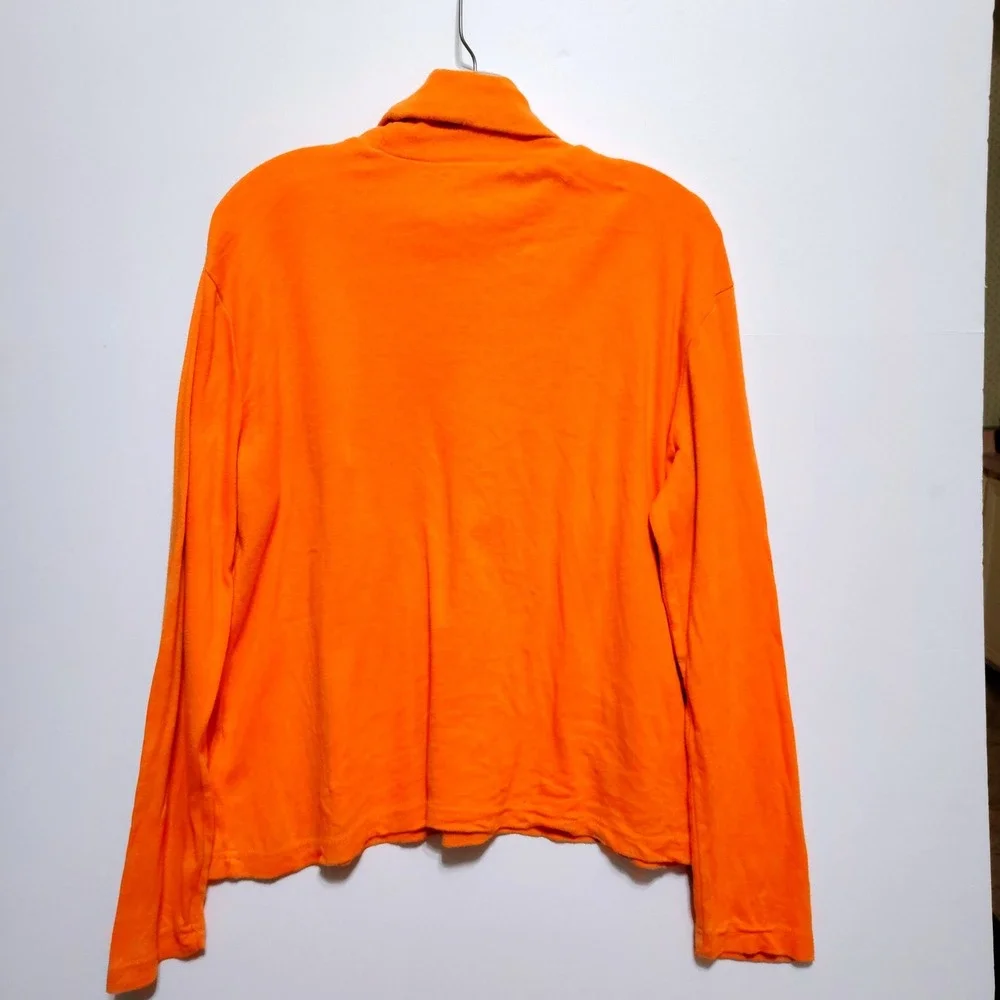 Holiday Editions Orange Long Sleeve Turtleneck Top Halloween Embroidered Cat L G